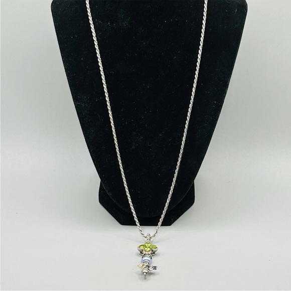 BARBARA BIXBY Sterling Silver with 18k Gold Leaves and Multi-stone Key Pendant - Picture 3 of 14